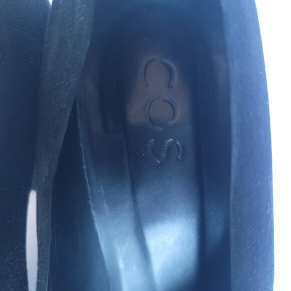COS Black Suede Pointy Toe Chunky Block Heel Career Slip-On V-Cut Pumps. Size 8 - Picture 9 of 11